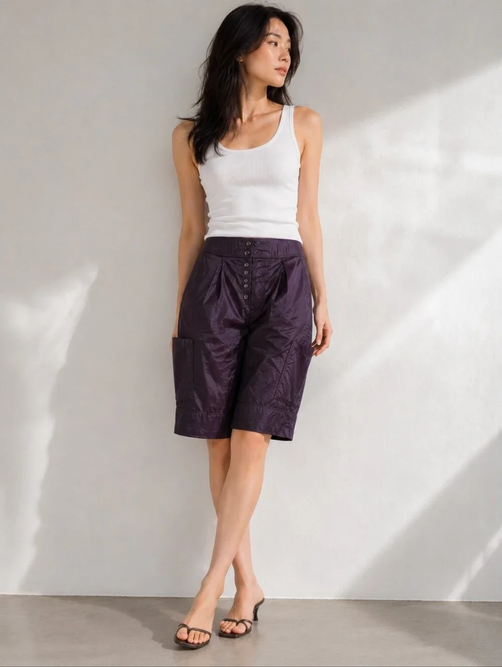 Vanessa Bruno Vtg Y2K Parisian Archive Cargo Capri Pants Tech Nylon Japan Rare